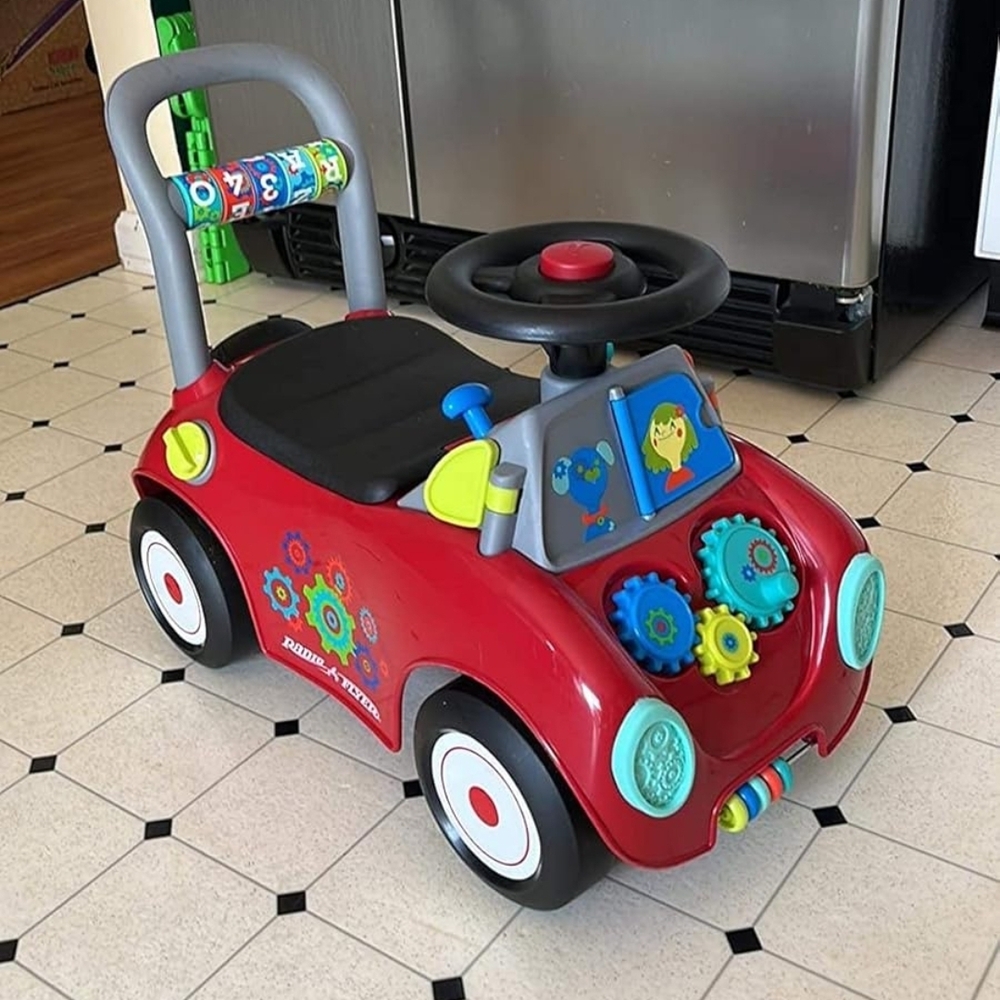 Interactive Red Ride-On Toy Car with Steering Wheel - Picture 4 of 4
